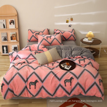 Conjuntos de roupa de cama de veludo de poliéster para impressão de desenhos animados bonitos